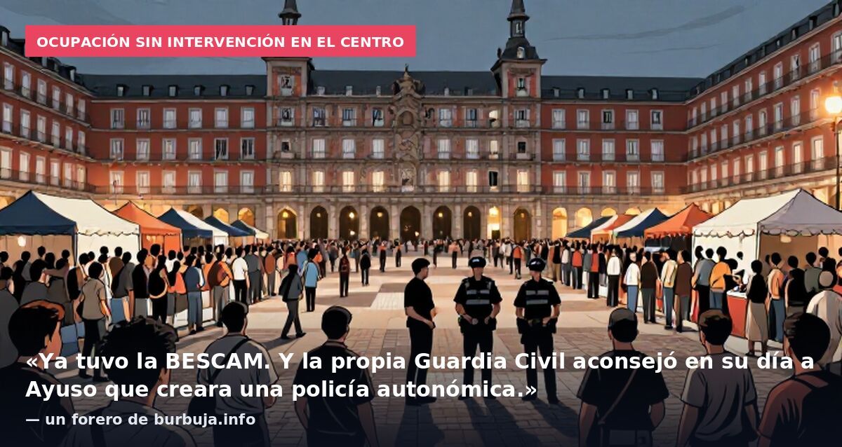 Ocupación sin intervención en el centro: «Ya tuvo la BESCAM. Y la propia Guardia Civil aconsejó en su día a Ayuso que creara una policía autonómica.» — un forero de burbuja.info