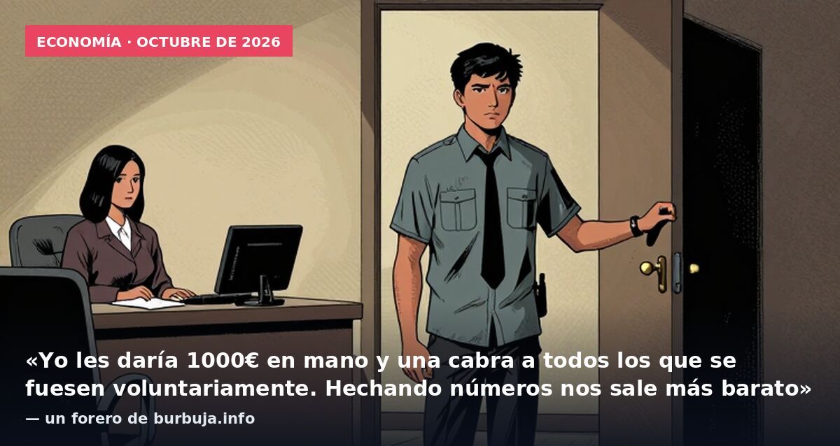Economía · octubre de 2026: «Yo les daría 1000€ en mano y una cabra a todos los que se fuesen voluntariamente. Hechando números nos sale más barato» — un forero de burbuja.info