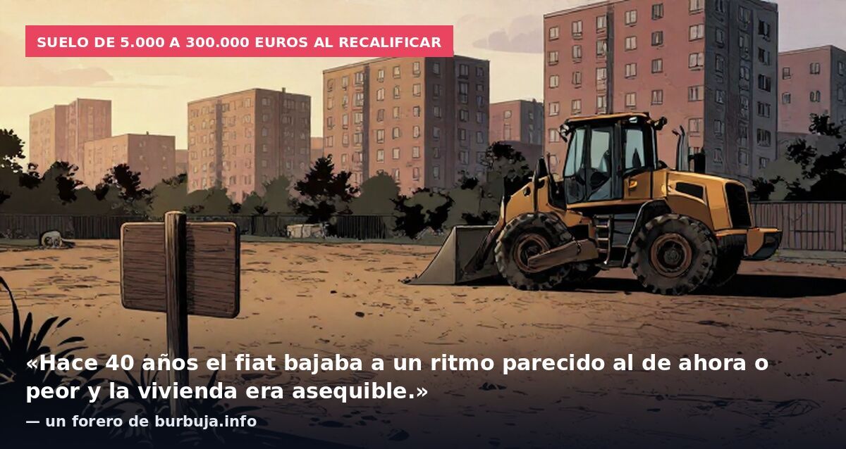 Suelo de 5.000 a 300.000 euros al recalificar: «Hace 40 años el fiat bajaba a un ritmo parecido al de ahora o peor y la vivienda era asequible.» — un forero de burbuja.info