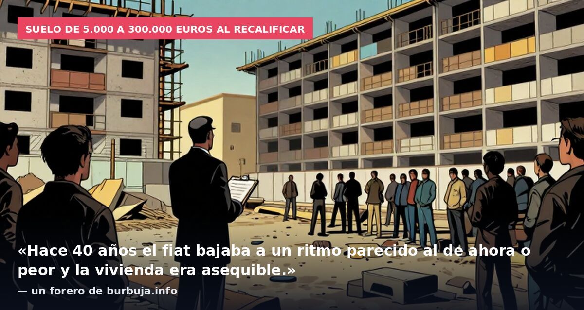 Suelo de 5.000 a 300.000 euros al recalificar: «Hace 40 años el fiat bajaba a un ritmo parecido al de ahora o peor y la vivienda era asequible.» — un forero de burbuja.info