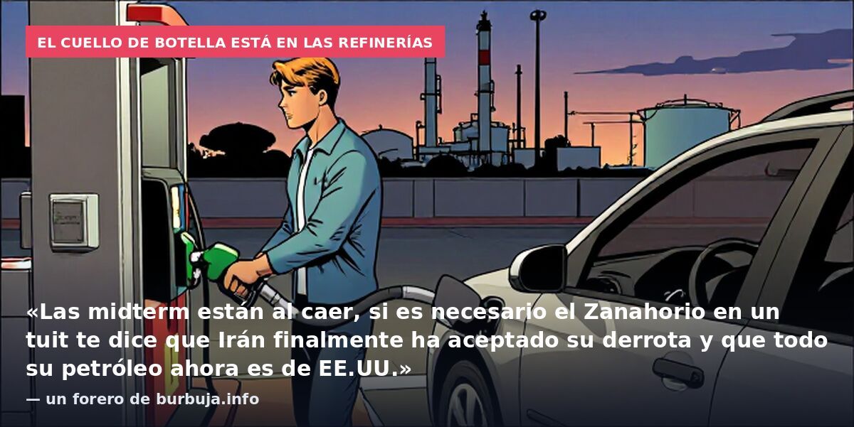 El cuello de botella está en las refinerías: «Las midterm están al caer, si es necesario el Zanahorio en un tuit te dice que Irán finalmente ha aceptado su derrota y que todo su petróleo ahora es de EE.UU.» — un forero de burbuja.info