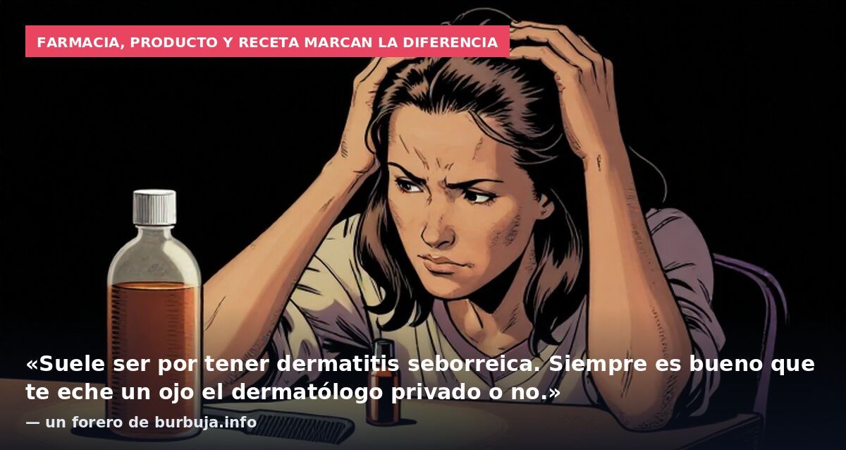 Farmacia, producto y receta marcan la diferencia: «Suele ser por tener dermatitis seborreica. Siempre es bueno que te eche un ojo el dermatólogo privado o no.» — un forero de burbuja.info