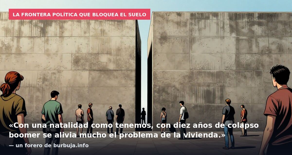 La frontera política que bloquea el suelo: «Con una natalidad como tenemos, con diez años de colapso boomer se alivia mucho el problema de la vivienda.» — un forero de burbuja.info