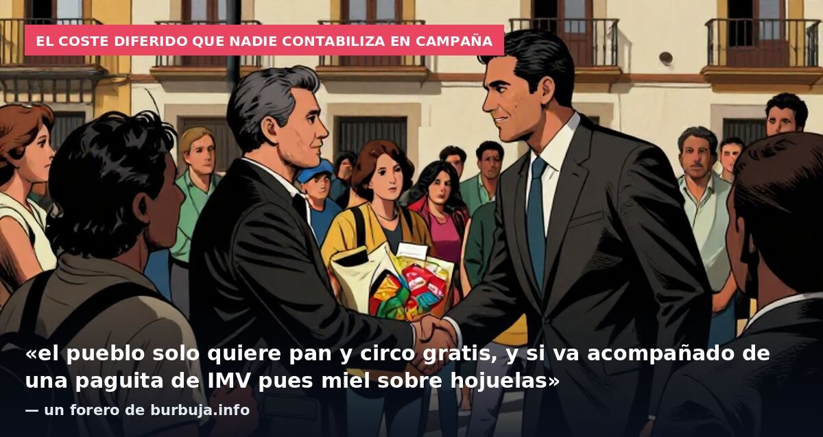 El coste diferido que nadie contabiliza en campaña: «el pueblo solo quiere pan y circo gratis, y si va acompañado de una paguita de IMV pues miel sobre hojuelas» — un forero de burbuja.info