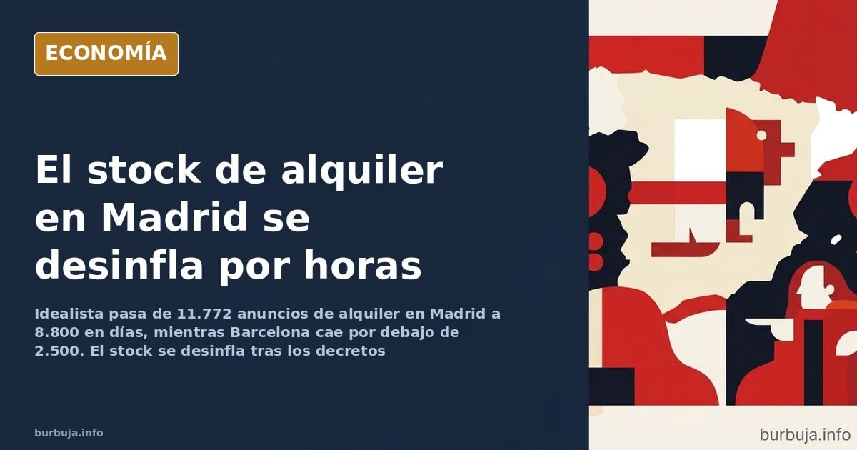 Gráfico editorial de barras mostrando la caída de anuncios de alquiler en Idealista por provincia en España