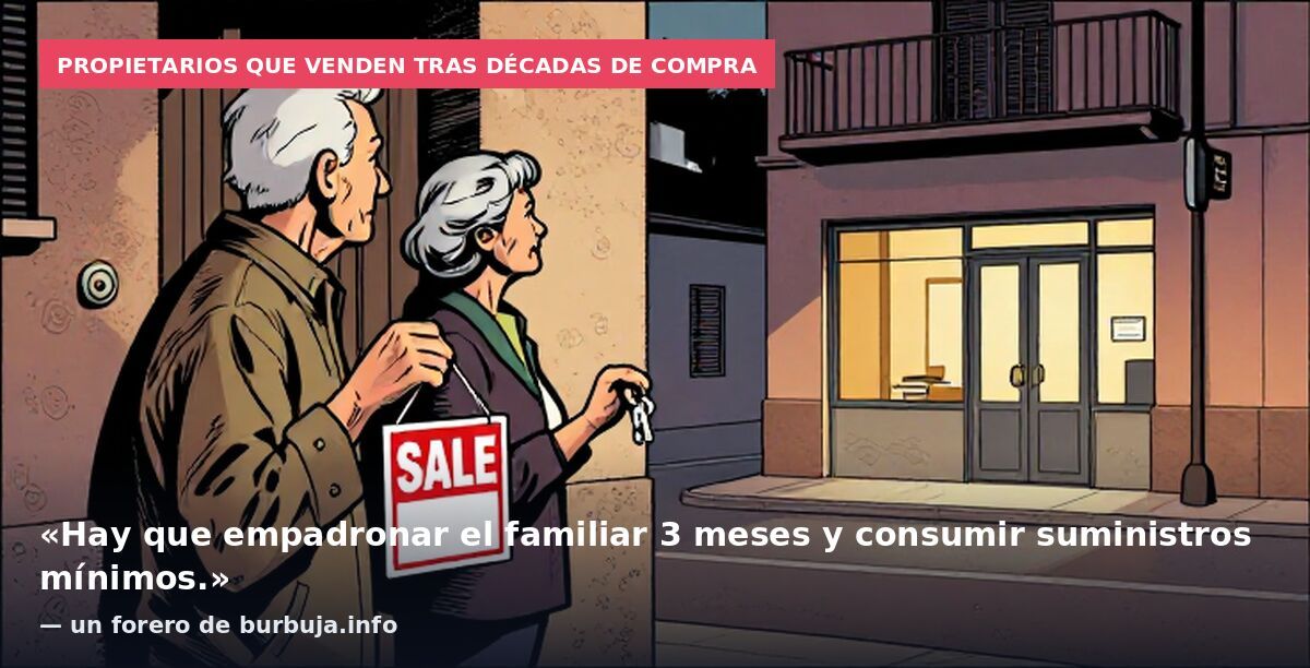 Propietarios que venden tras décadas de compra: «Hay que empadronar el familiar 3 meses y consumir suministros mínimos.» — un forero de burbuja.info