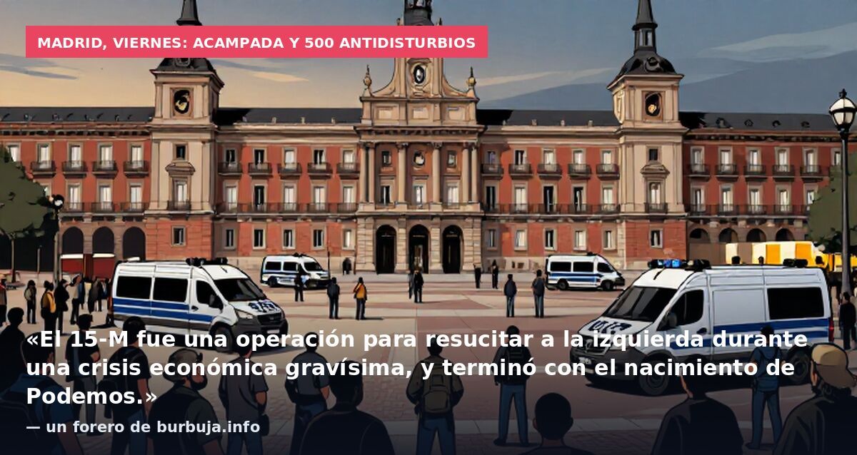 Madrid, viernes: acampada y 500 antidisturbios: «El 15-M fue una operación para resucitar a la izquierda durante una crisis económica gravísima, y terminó con el nacimiento de Podemos.» — un forero de burbuja.info