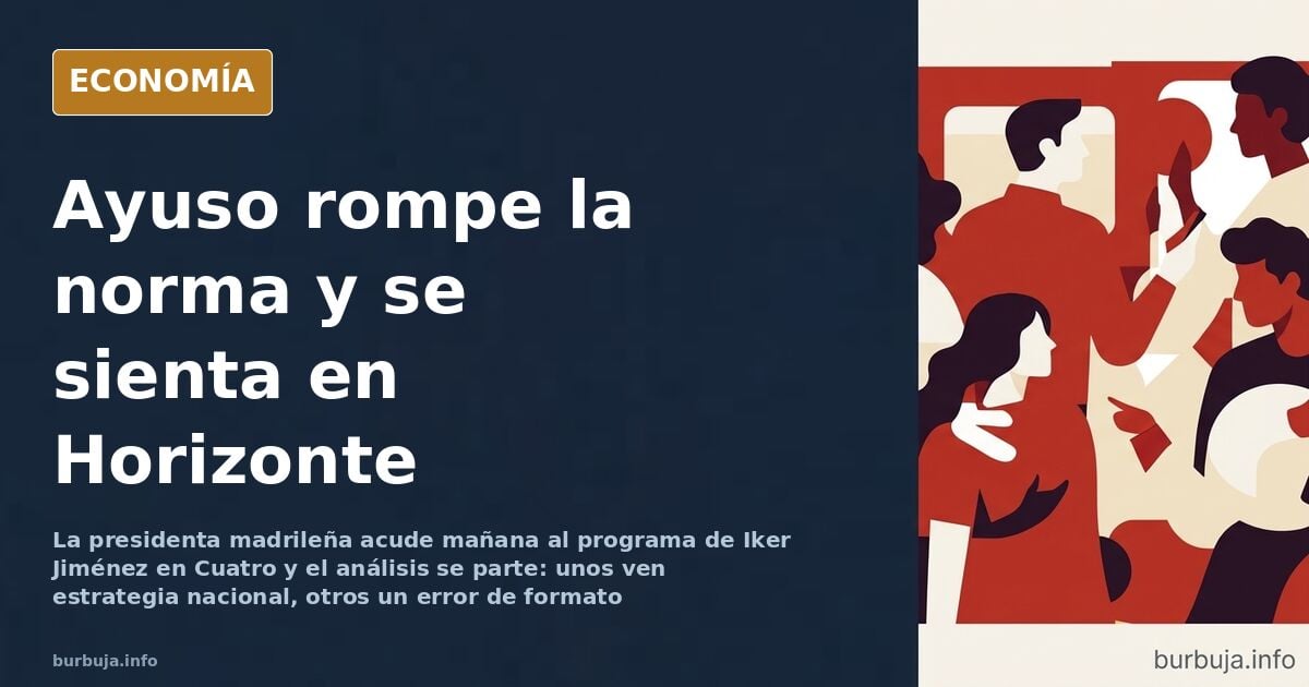 Ilustración de un plató nocturno esperando la entrevista de Isabel Díaz Ayuso en Horizonte