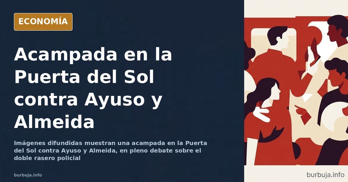 Tiendas de campaña en la Puerta del Sol de Madrid con mensajes contra Ayuso y Almeida, según las imágenes difundidas