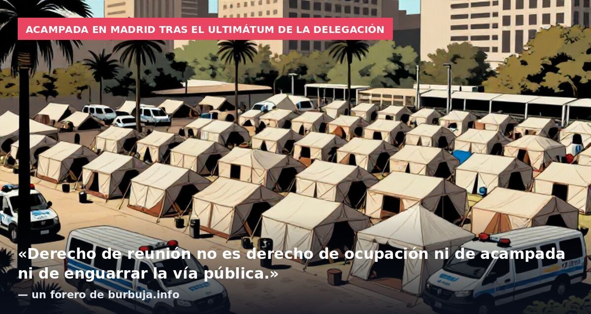 Acampada en Madrid tras el ultimátum de la Delegación: «Derecho de reunión no es derecho de ocupación ni de acampada ni de enguarrar la vía pública.» — un forero de burbuja.info