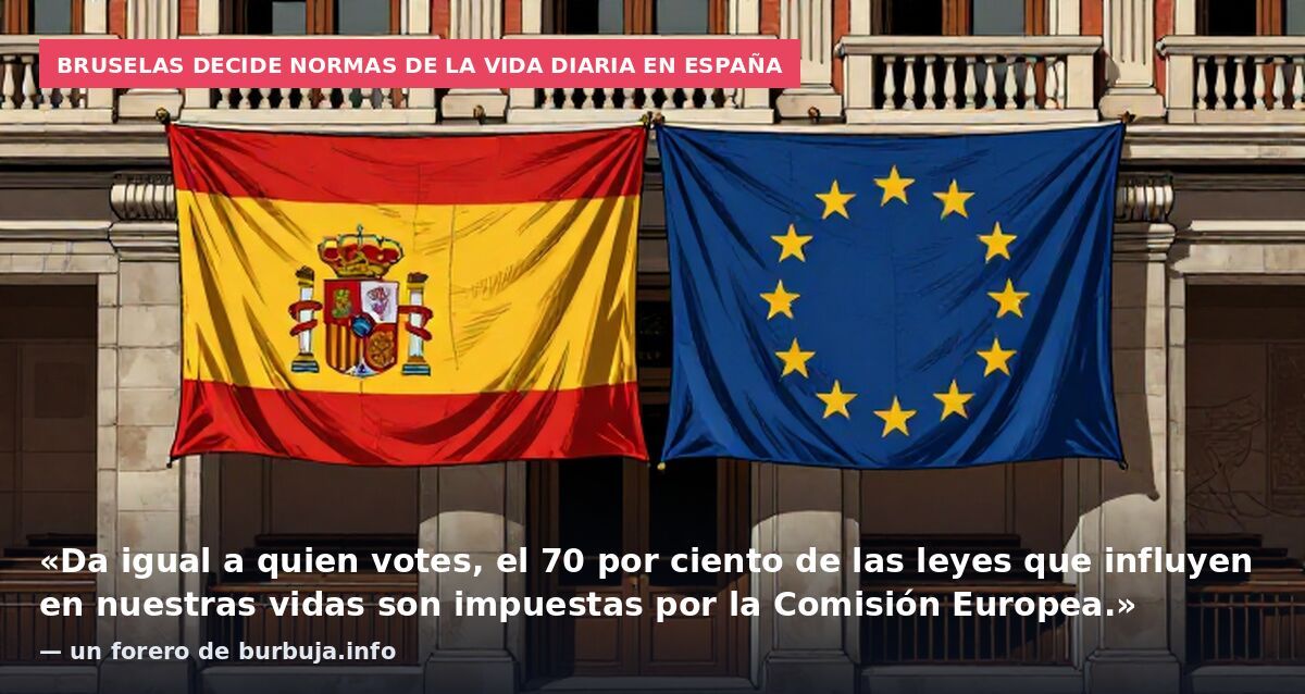 Bruselas decide normas de la vida diaria en España: «Da igual a quien votes, el 70 por ciento de las leyes que influyen en nuestras vidas son impuestas por la Comisión Europea.» — un forero de burbuja.info