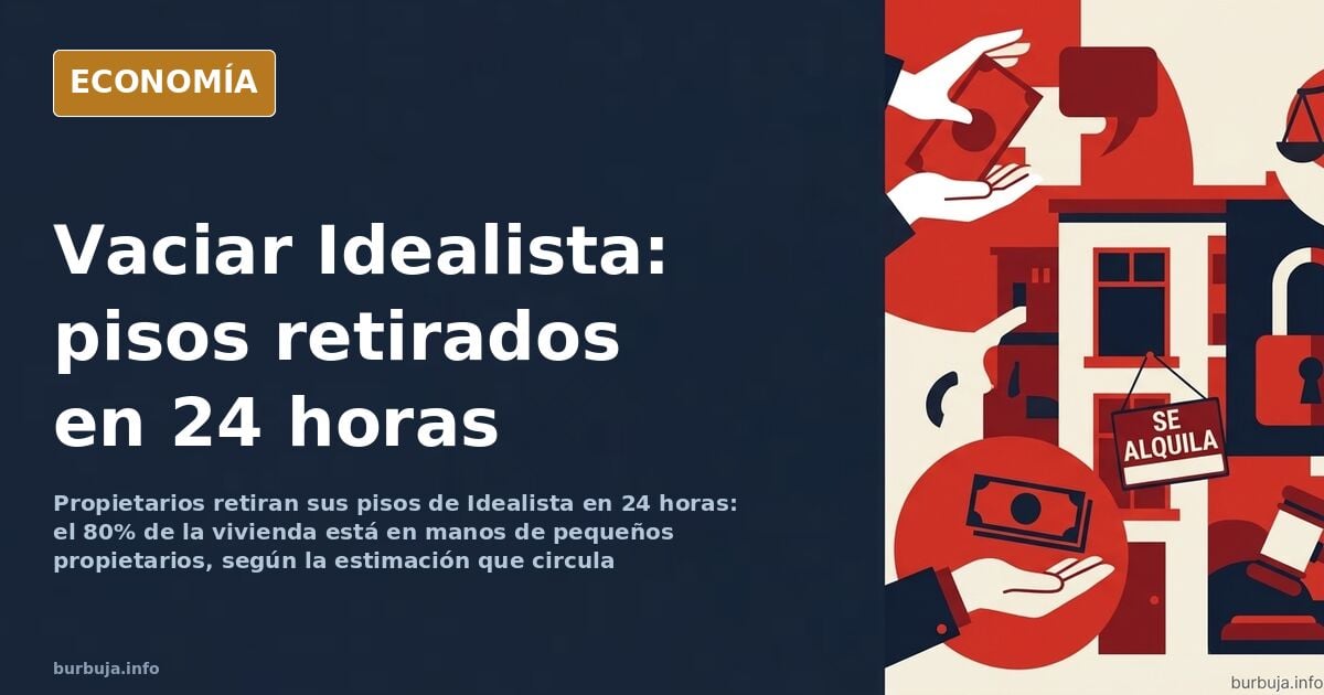 Anuncios de alquiler desapareciendo de un panel digital mientras una mano retira fichas de pisos del mercado