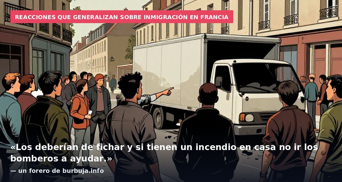 Reacciones que generalizan sobre inmigración en Francia: «Los deberían de fichar y si tienen un incendio en casa no ir los bomberos a ayudar.» — un forero de burbuja.info