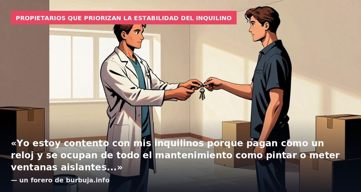 Propietarios que priorizan la estabilidad del inquilino: «Yo estoy contento con mis inquilinos porque pagan como un reloj y se ocupan de todo el mantenimiento como pintar o meter ventanas aislantes...» — un forero de burbuja.info
