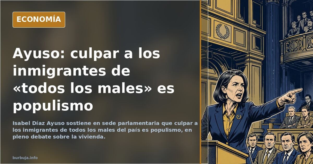 Ayuso dice en sede parlamentaria que los forasteros NO empeoran el mercado de la vivienda