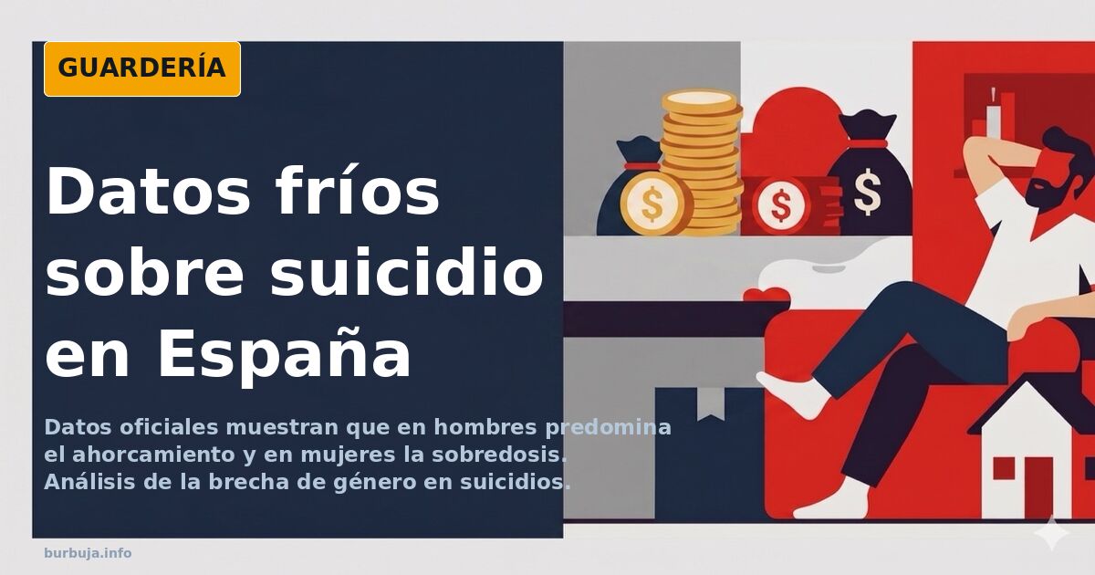 Gráfico comparativo de métodos de suicidio por género en España