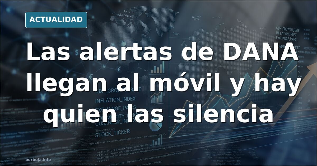Calle urbana bajo cielo encapotado con un teléfono mostrando una alerta de protección civil en la pantalla