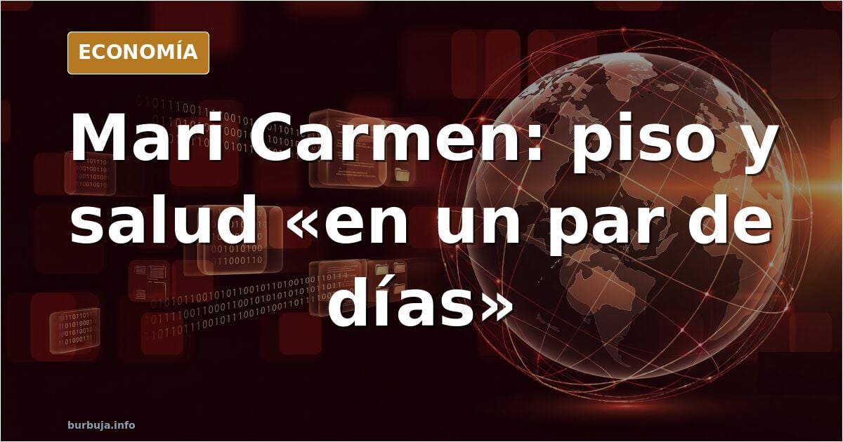 Ilustración de Mari Carmen en silla de ruedas y camisón, junto a un cartón de bingo