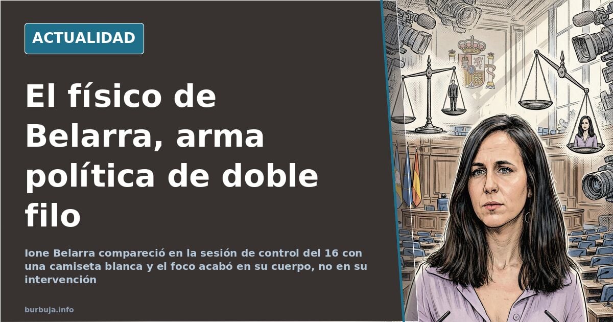 Retrato editorial de perfil de la política Ione Belarra con el hemiciclo desenfocado al fondo