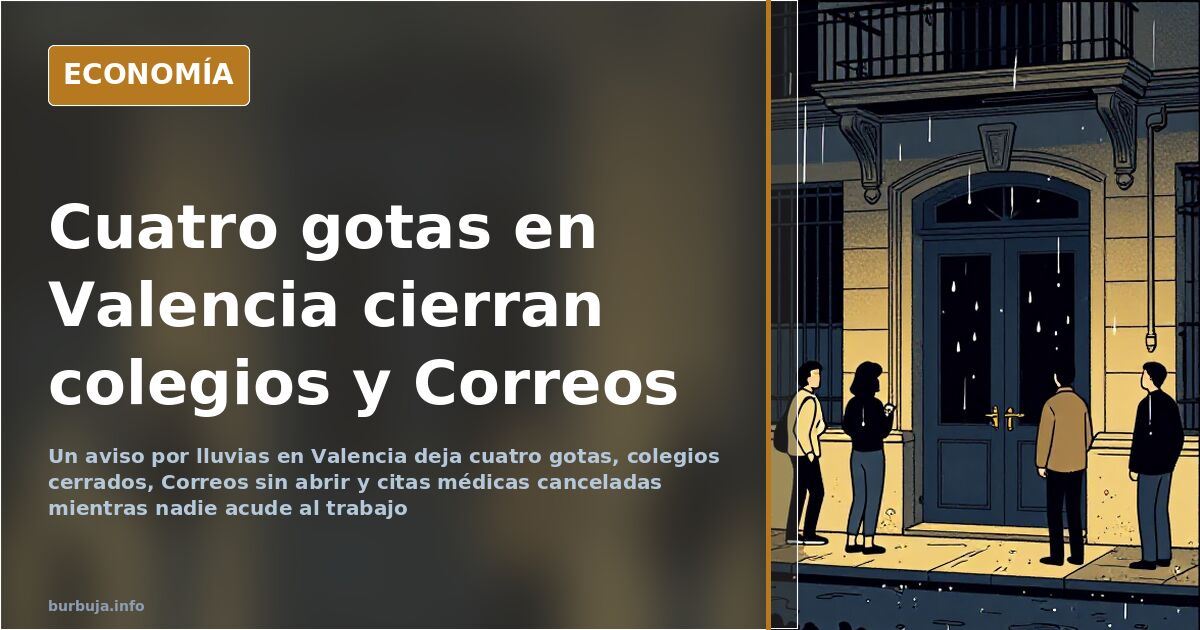 Calle de una urbanización con el cielo encapotado y sin apenas gente durante el aviso por lluvias en Valencia