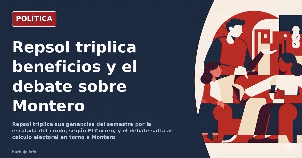 Ilustración editorial sobre los beneficios de Repsol y la conversación política del día