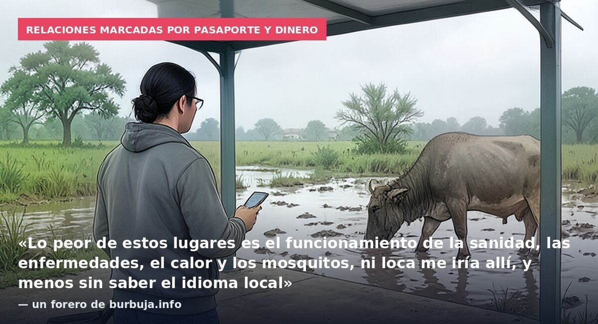 Relaciones marcadas por pasaporte y dinero: «Lo peor de estos lugares es el funcionamiento de la sanidad, las enfermedades, el calor y los mosquitos, ni loca me iría allí, y menos sin saber el idioma local» — un forero de burbuja.info