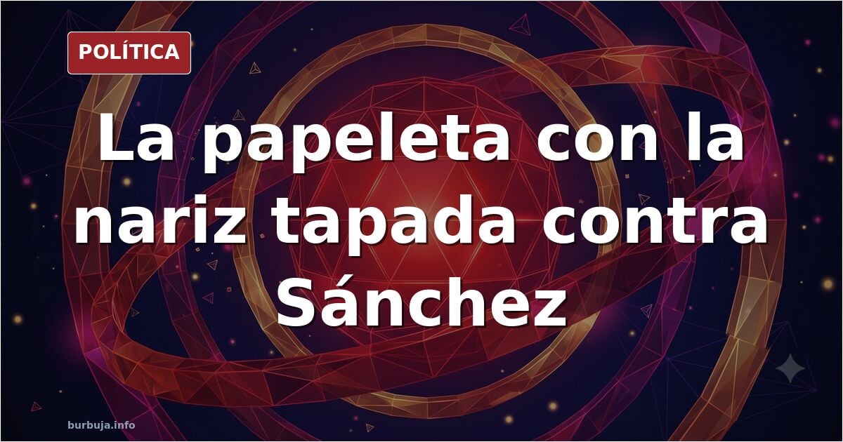 Una urna con papeleta y el hemiciclo al fondo, ilustración editorial sobre votar al PP en las elecciones generales