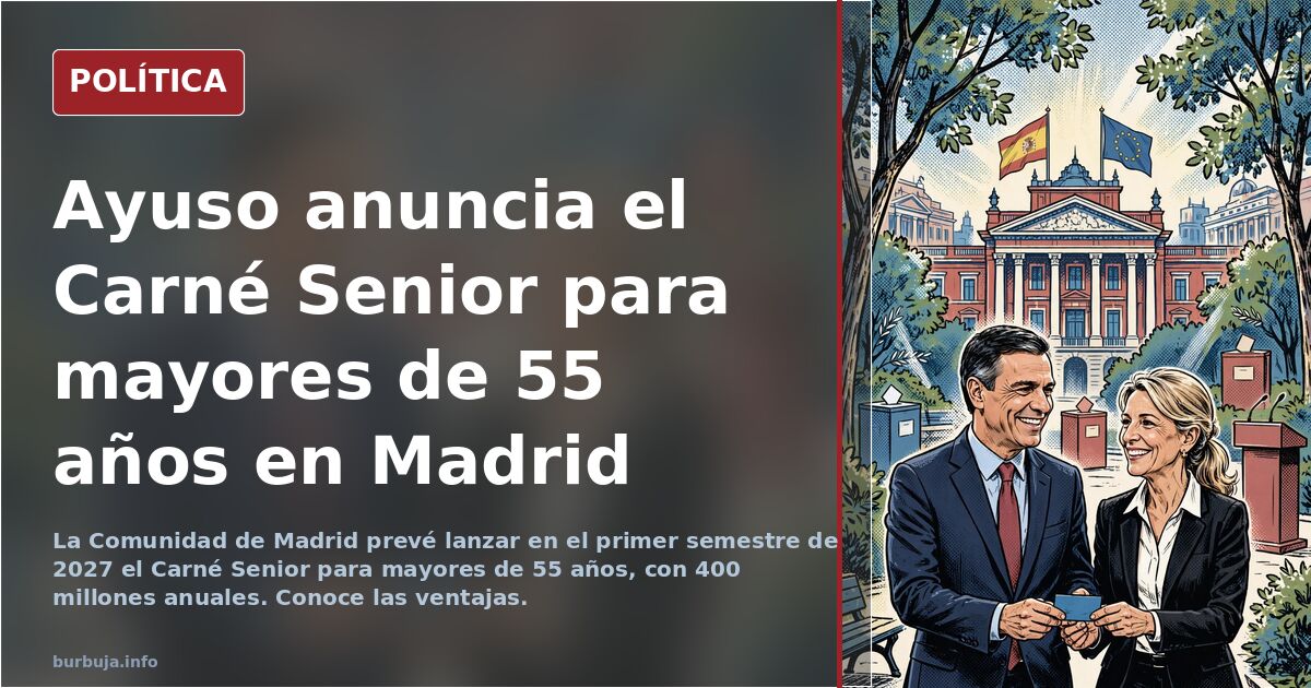 Ayuso aprueba el carné exclusivo para mayores de 55 años en Madrid que dará acceso a descuentos y ventajas