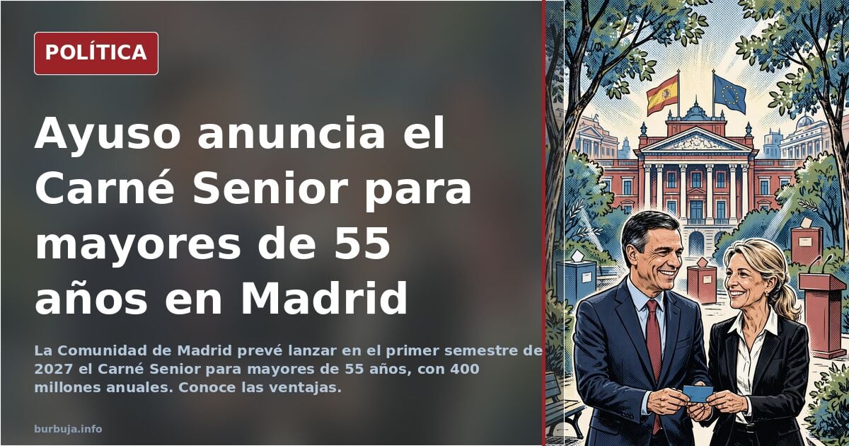 Ayuso aprueba el carné exclusivo para mayores de 55 años en Madrid que dará acceso a descuentos y ventajas