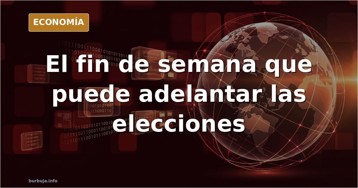 Despacho institucional con reloj de pared y luz de fin de semana, ilustración sobre elecciones anticipadas