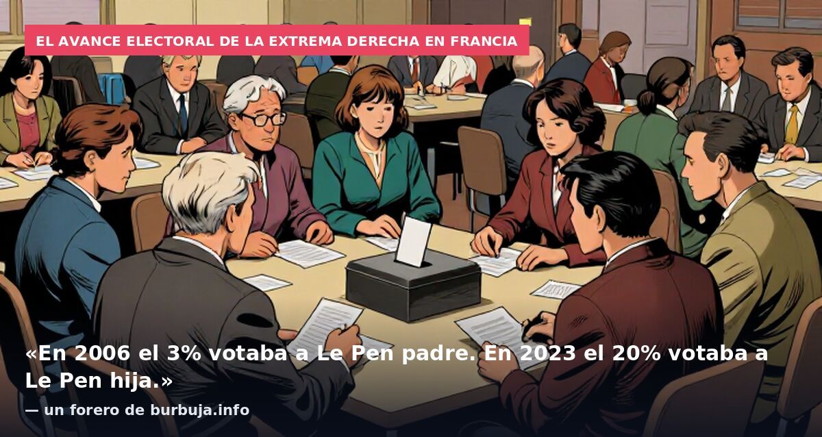 El avance electoral de la extrema derecha en Francia: «En 2006 el 3% votaba a Le Pen padre. En 2023 el 20% votaba a Le Pen hija.» — un forero de burbuja.info