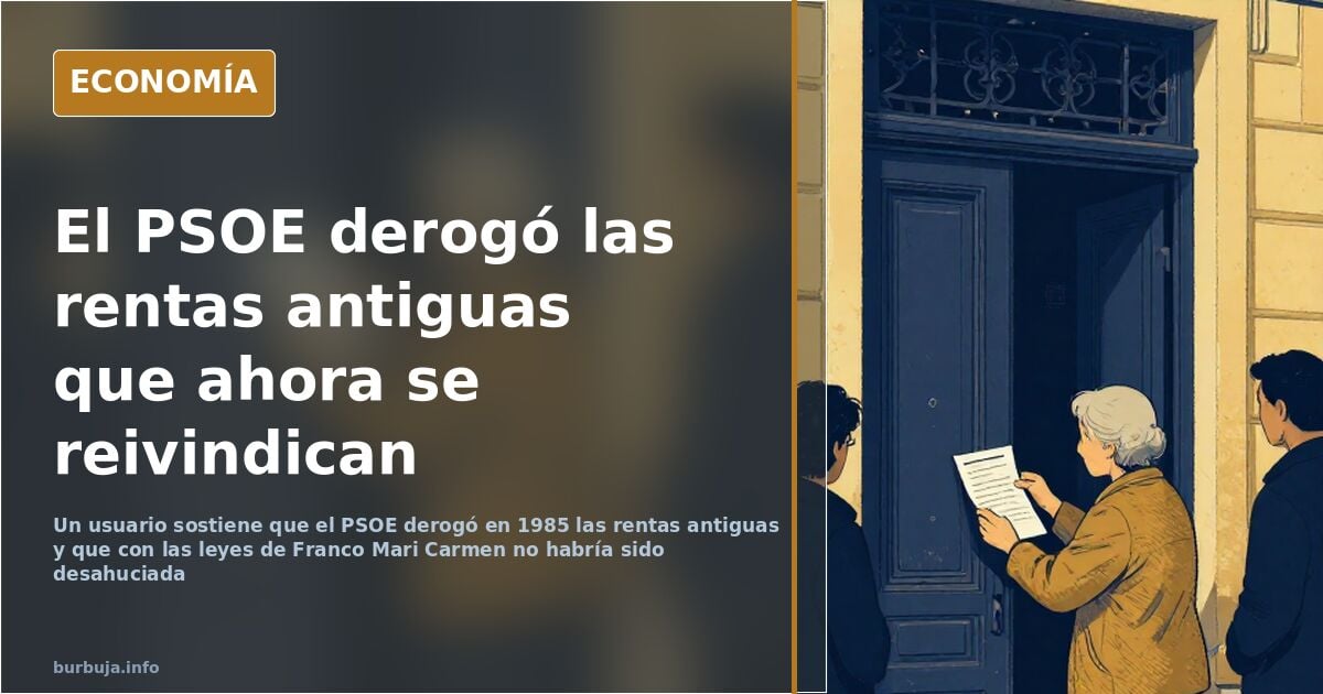 Ilustración editorial de un edificio de viviendas con contratos de alquiler antiguos y un sello de derogación sobre la fachad