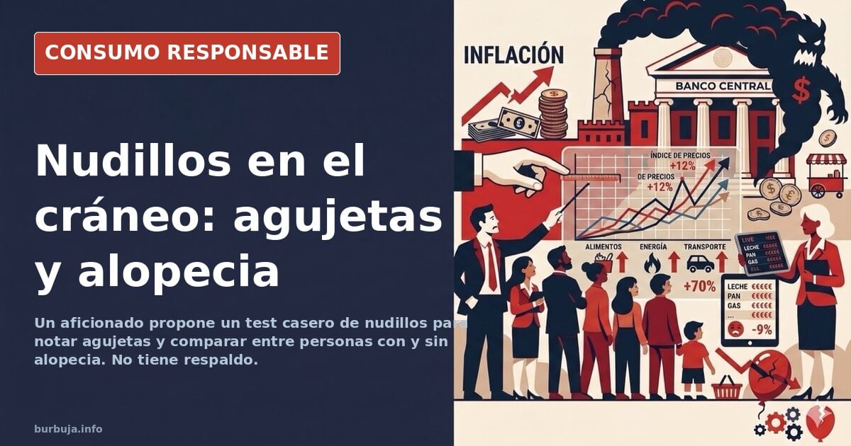 Persona presionando con los nudillos la zona lateral de la cabeza en un test casero sobre agujetas y alopecia