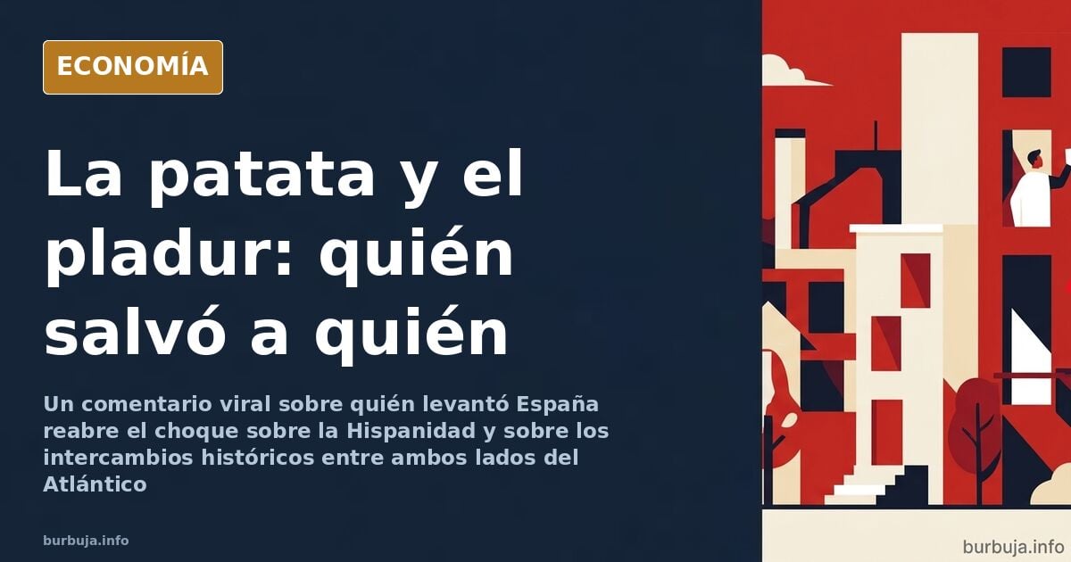 Ilustración editorial sobre migración e hispanidad: flujos de población entre España y América Latina junto a la silueta de u
