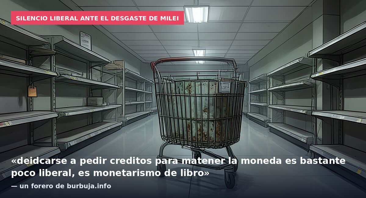 Silencio liberal ante el desgaste de Milei: «deidcarse a pedir creditos para matener la moneda es bastante poco liberal, es monetarismo de libro» — un forero de burbuja.info