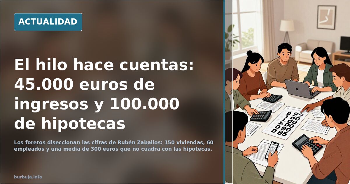 El hilo hace cuentas: 45.000 euros de ingresos y 100.000 de hipotecas