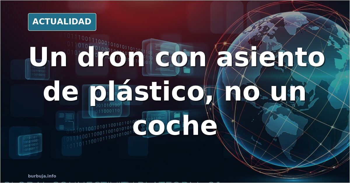 Aeronave de cuatro brazos con asiento de plástico, el denominado coche volador de TEMU, sobre un mapa de restricciones aéreas