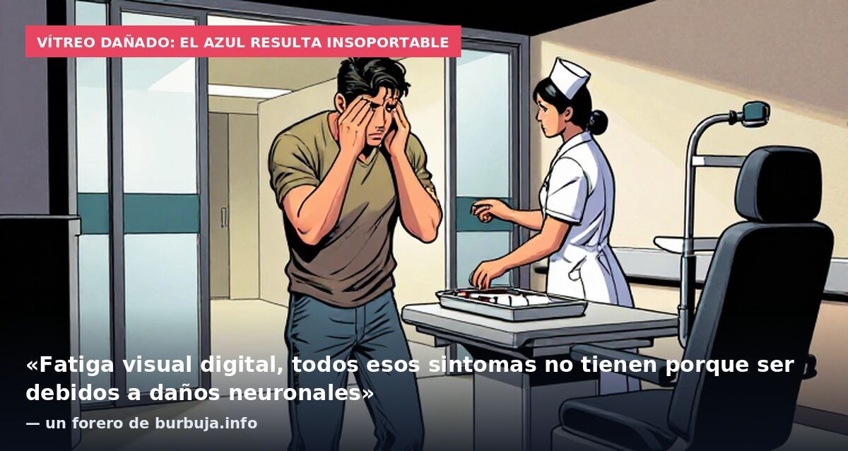 Vítreo dañado: el azul resulta insoportable: «Fatiga visual digital, todos esos sintomas no tienen porque ser debidos a daños neuronales» — un forero de burbuja.info