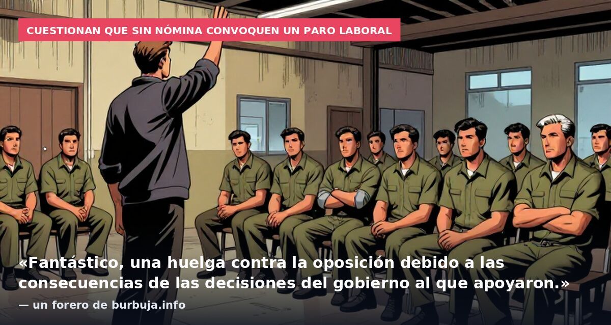 Cuestionan que sin nómina convoquen un paro laboral: «Fantástico, una huelga contra la oposición debido a las consecuencias de las decisiones del gobierno al que apoyaron.» — un forero de burbuja.info