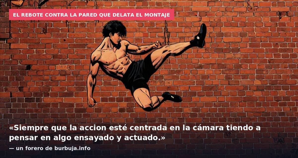 El rebote contra la pared que delata el montaje: «Siempre que la accion esté centrada en la cámara tiendo a pensar en algo ensayado y actuado.» — un forero de burbuja.info