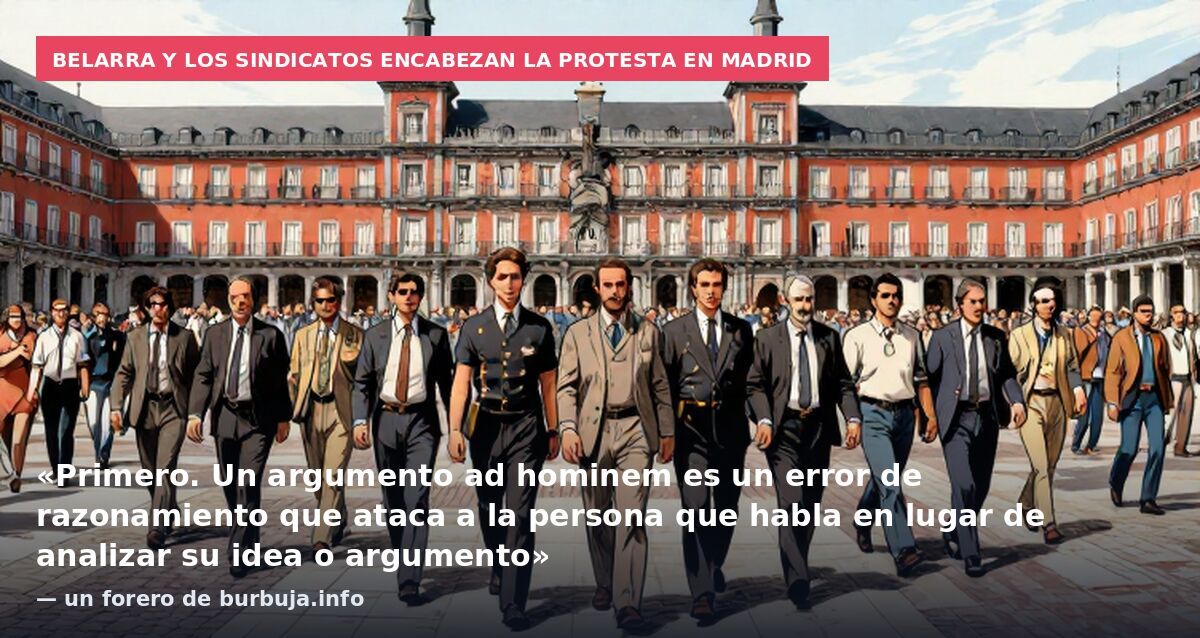 Belarra y los sindicatos encabezan la protesta en Madrid: «Primero. Un argumento ad hominem es un error de razonamiento que ataca a la persona que habla en lugar de analizar su idea o argumento» — un forero de burbuja.info