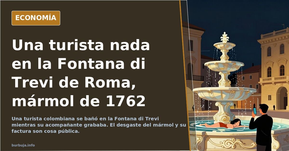 Una latinita colombiana fue a Italia en un viaje turístico y durante su paseo se puso a nadar en la Fontana di Trevi