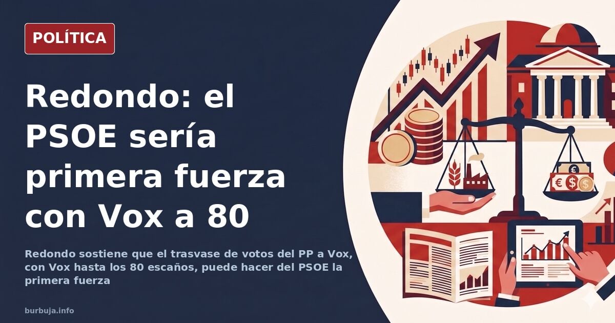Redondo ve al PSOE primera fuerza si Vox sube a 80 escaños