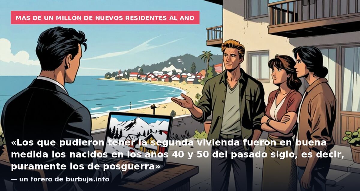 Más de un millón de nuevos residentes al año: «Los que pudieron tener la segunda vivienda fueron en buena medida los nacidos en los años 40 y 50 del pasado siglo, es decir, puramente los de posguerra» — un forero de burbuja.info