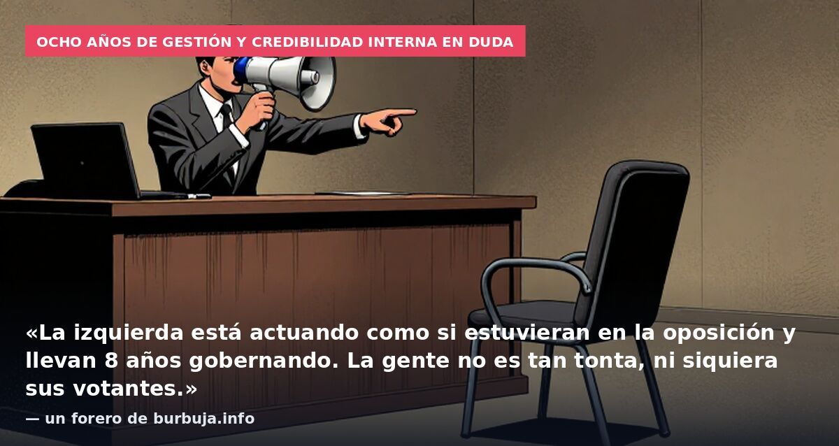 Ocho años de gestión y credibilidad interna en duda: «La izquierda está actuando como si estuvieran en la oposición y llevan 8 años gobernando. La gente no es tan tonta, ni siquiera sus votantes.» — un forero de burbuja.info