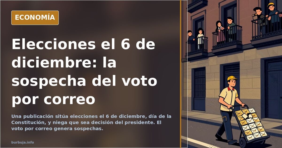 Elecciones en el 6 de Diciembre (puente de la constitución) así hay más votos por Correo... trilerismo hasta el final