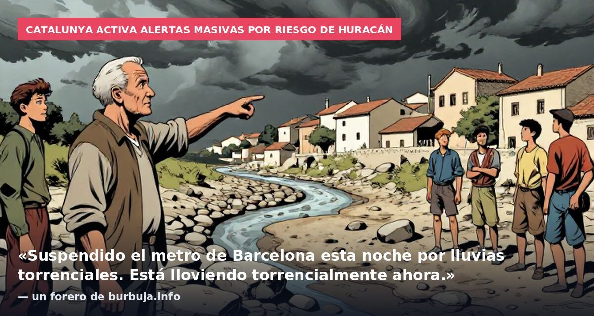 Catalunya activa alertas masivas por riesgo de huracán: «Suspendido el metro de Barcelona esta noche por lluvias torrenciales. Está lloviendo torrencialmente ahora.» — un forero de burbuja.info