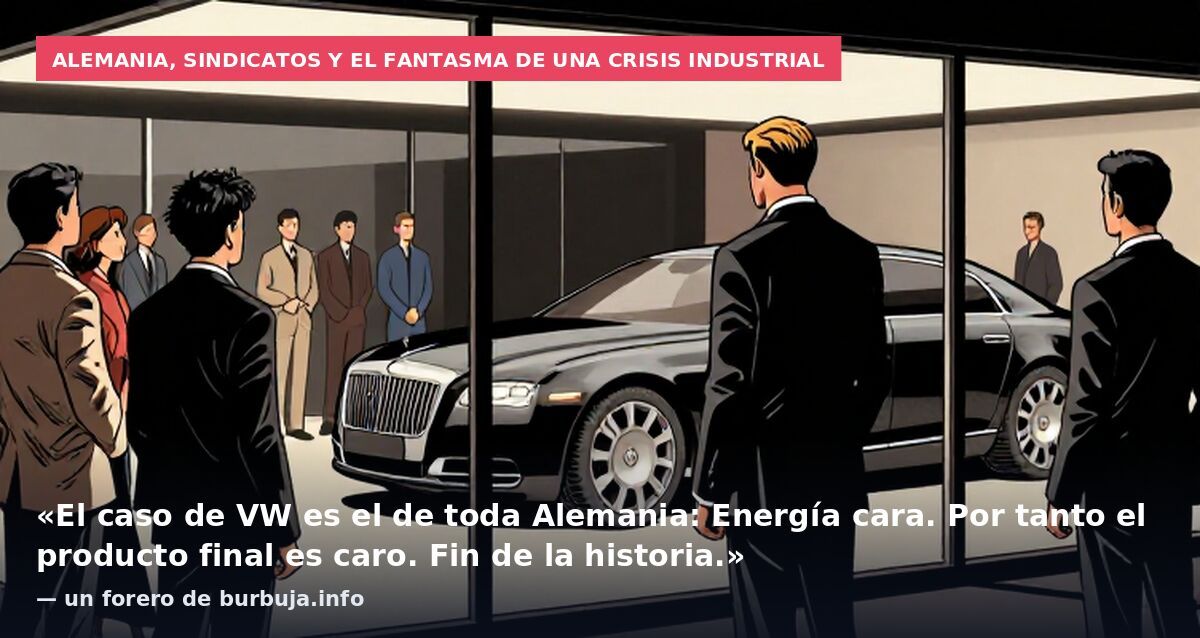 Alemania, sindicatos y el fantasma de una crisis industrial: «El caso de VW es el de toda Alemania: Energía cara. Por tanto el producto final es caro. Fin de la historia.» — un forero de burbuja.info