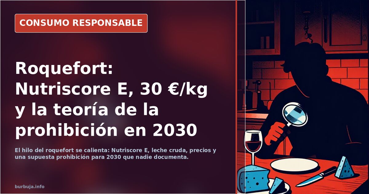 Roquefort: Nutriscore E, 30 €/kg y la teoría de la prohibición en 2030