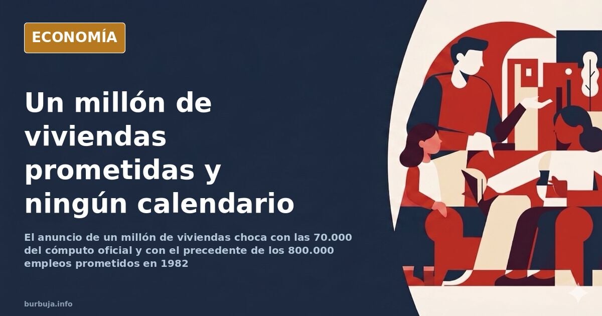 Promete un millón de viviendas: el cálculo oficial baja a 70.000